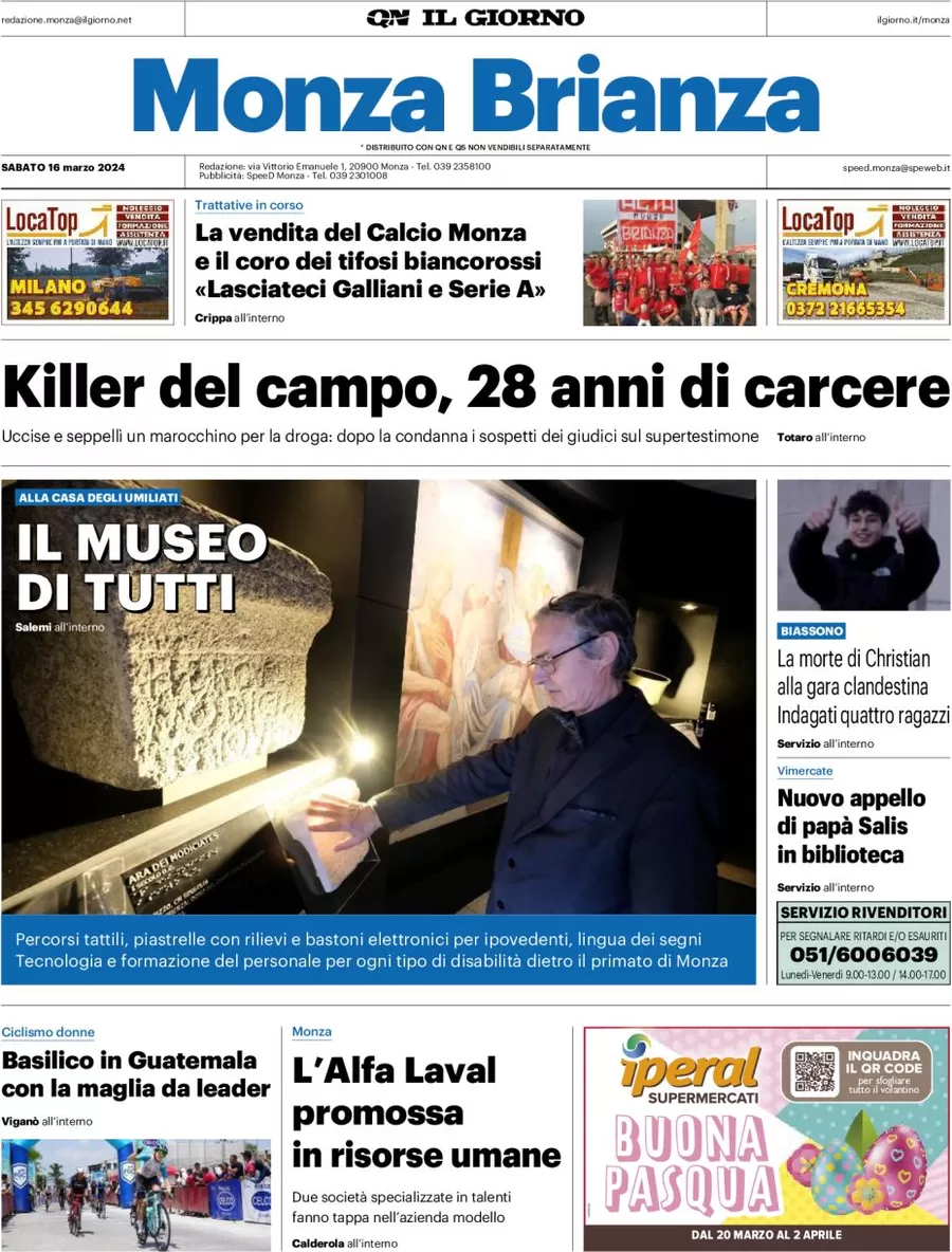 prima pagina - Il Giorno (Monza Brianza) del 16/03/2024