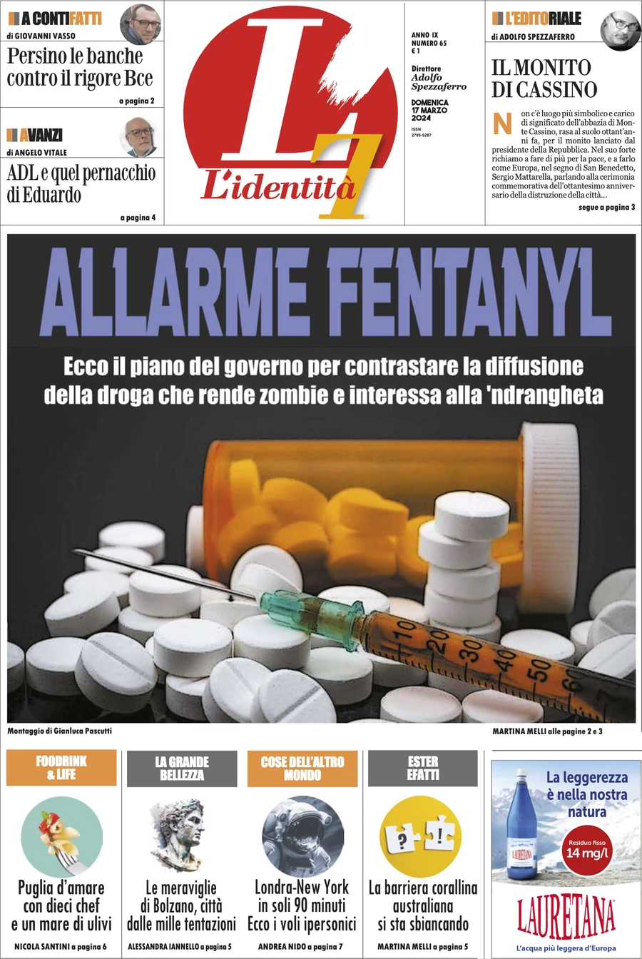 anteprima della prima pagina di lidentit del 16/03/2024