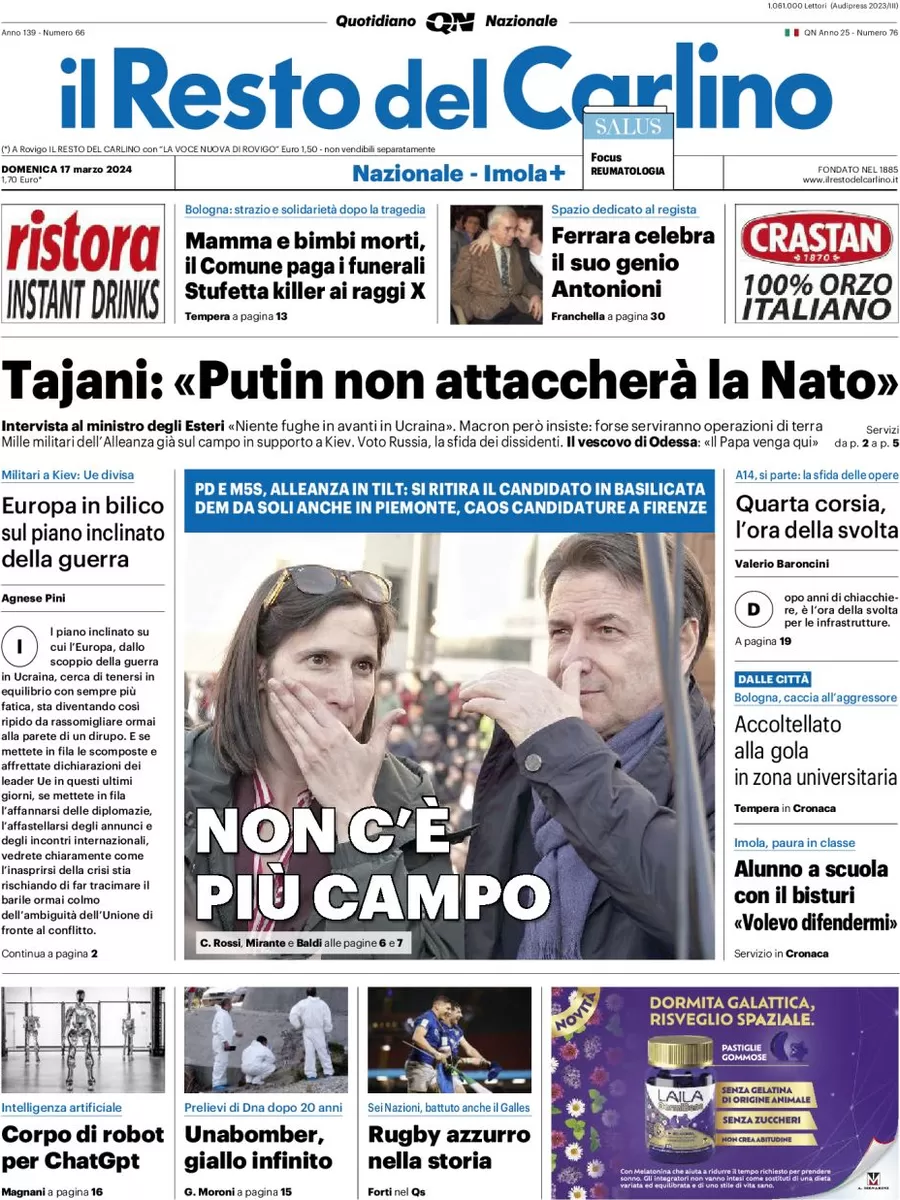 anteprima della prima pagina di il-resto-del-carlino del 17/03/2024