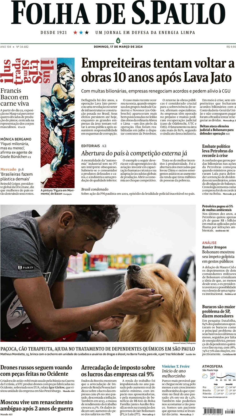 anteprima della prima pagina di folha-de-s.paulo del 17/03/2024