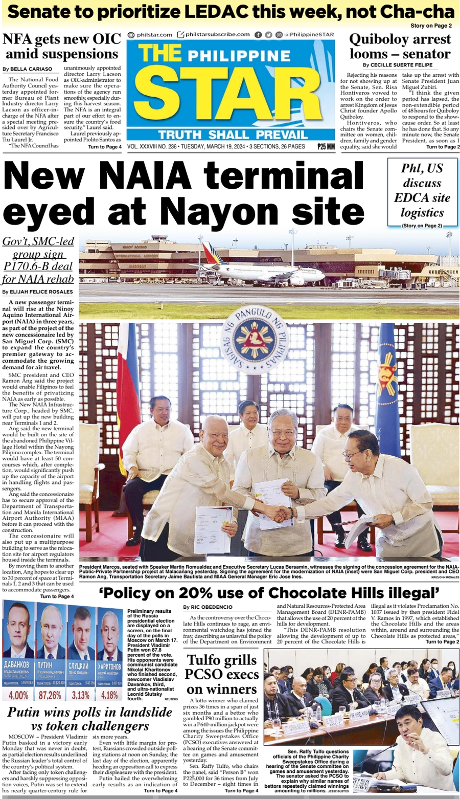 anteprima della prima pagina di the-philippine-star del 18/03/2024