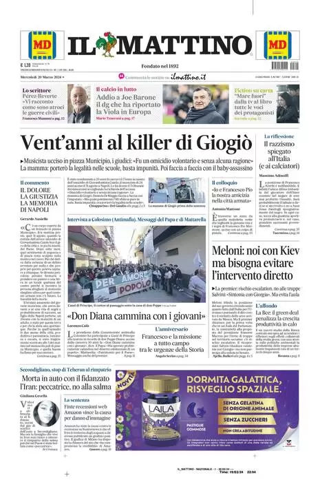 anteprima della prima pagina di il-mattino del 19/03/2024