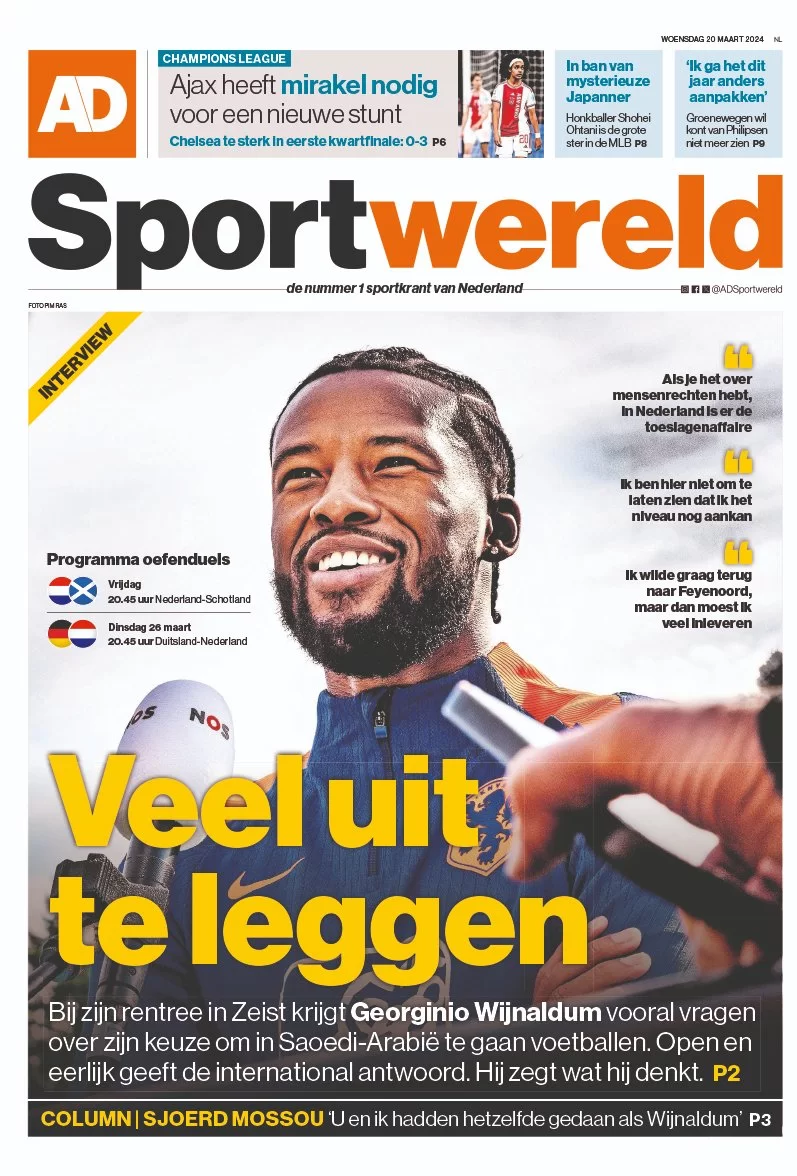 prima pagina - AD Sportwereld del 19/03/2024