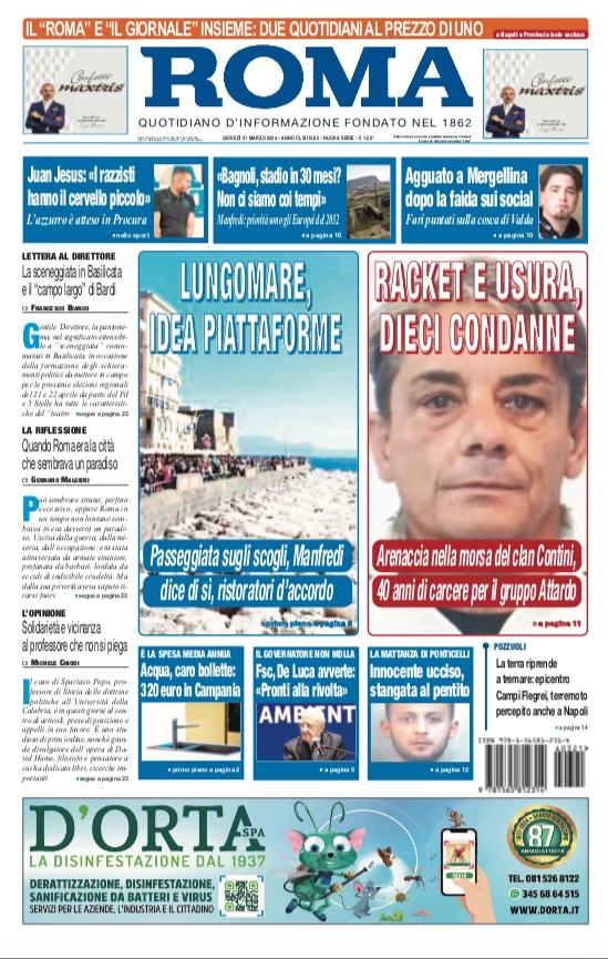 prima pagina - Il Roma (Quotidiano di Napoli) del 21/03/2024