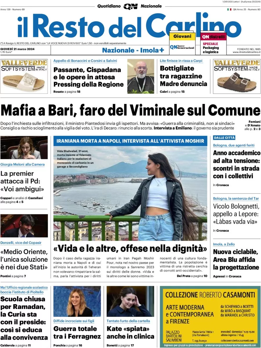 anteprima della prima pagina di il-resto-del-carlino del 21/03/2024