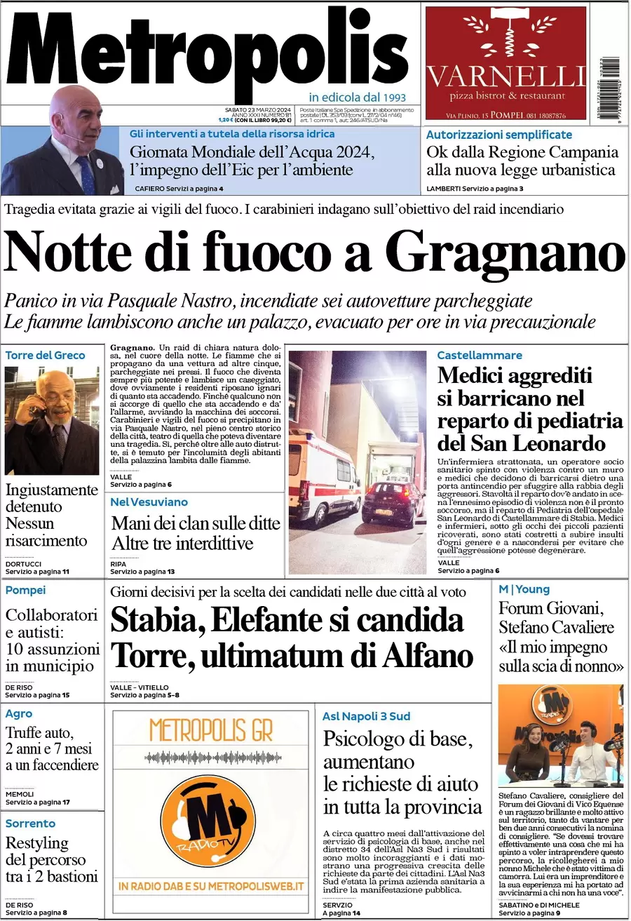 prima pagina - Metropolis (Napoli) del 22/03/2024