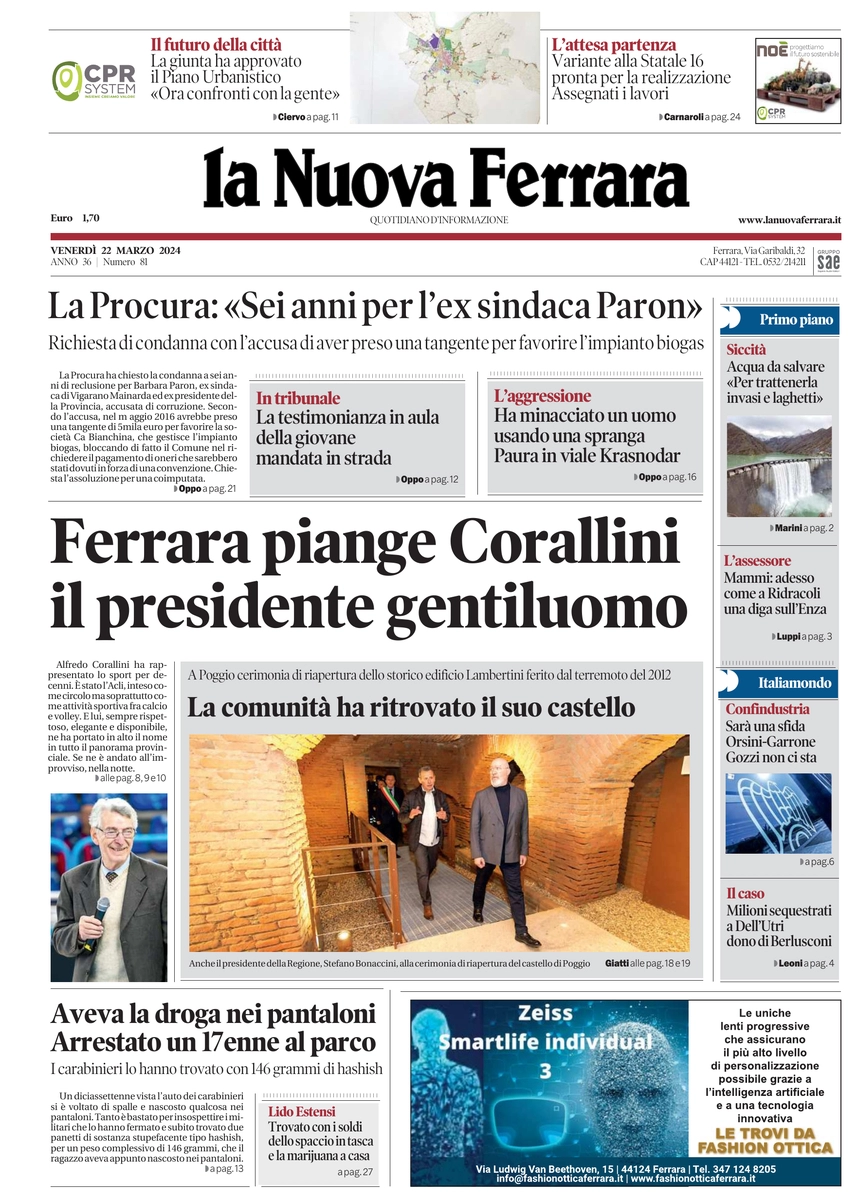 prima pagina - La Nuova Ferrara del 22/03/2024