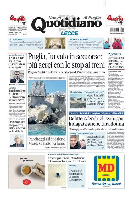 prima pagina - Nuovo Quotidiano di Puglia (Lecce) del 22/03/2024