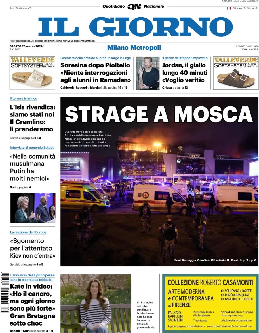 prima pagina - Il Giorno (Milano Metropoli) del 23/03/2024