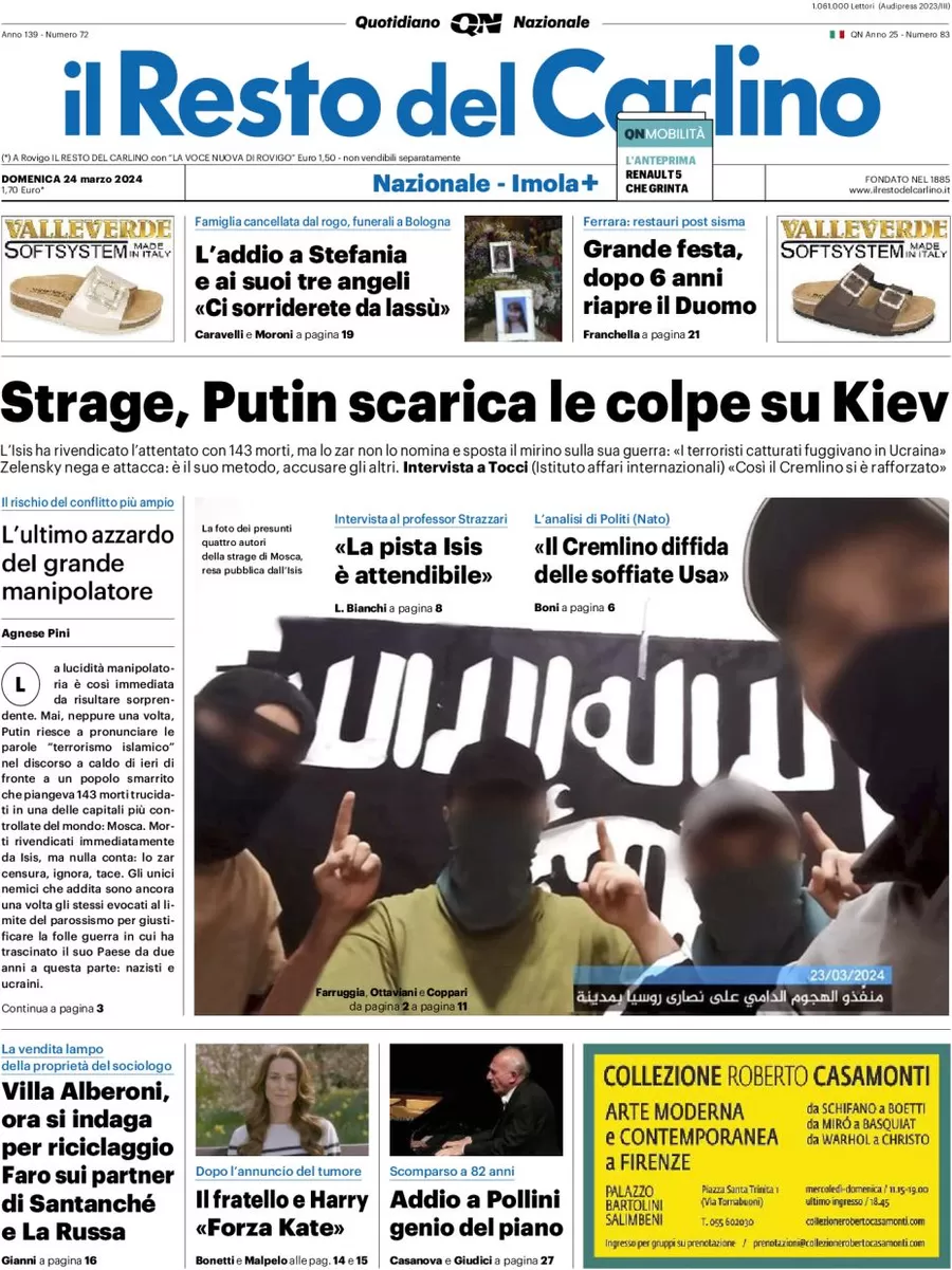 anteprima della prima pagina di il-resto-del-carlino del 24/03/2024