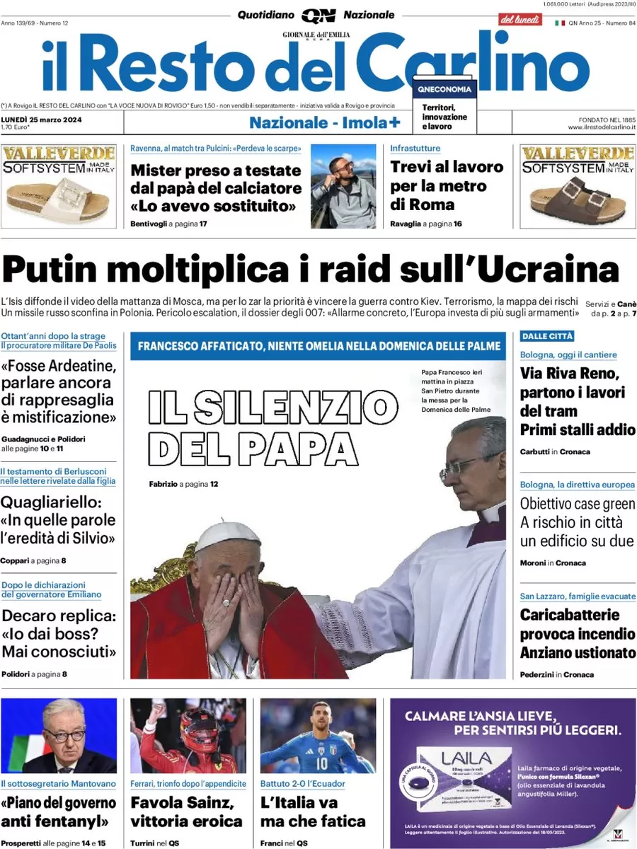 anteprima della prima pagina di il-resto-del-carlino del 25/03/2024