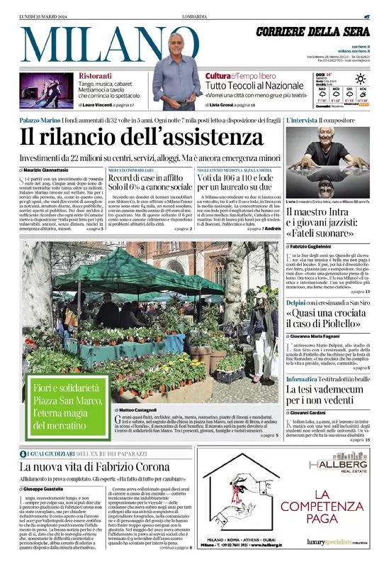 prima pagina - Corriere della Sera (Milano) del 25/03/2024