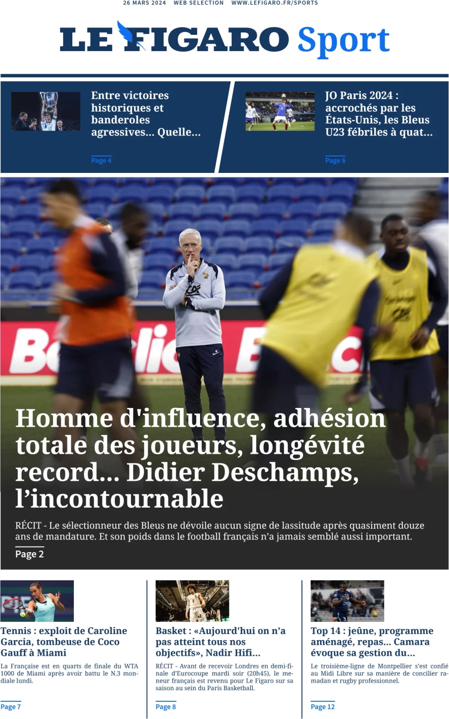 prima pagina - Le Figaro SPORT del 26/03/2024