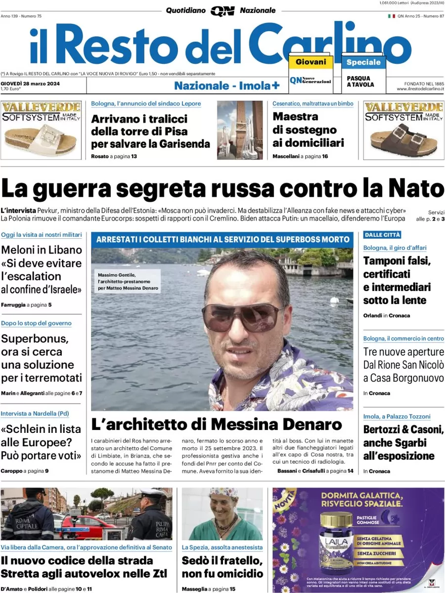 anteprima della prima pagina di il-resto-del-carlino del 28/03/2024