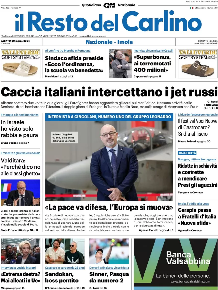 anteprima della prima pagina di il-resto-del-carlino del 30/03/2024