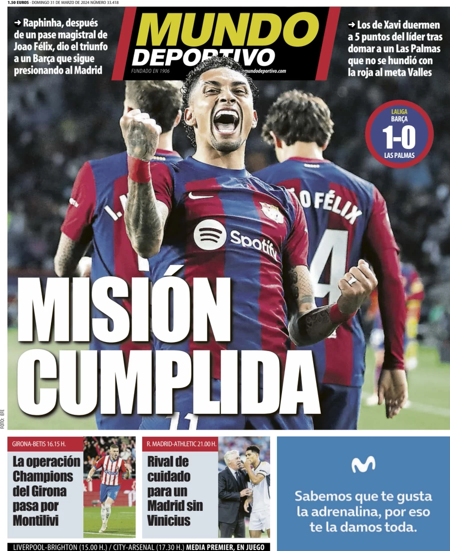 prima pagina - Mundo Deportivo del 31/03/2024
