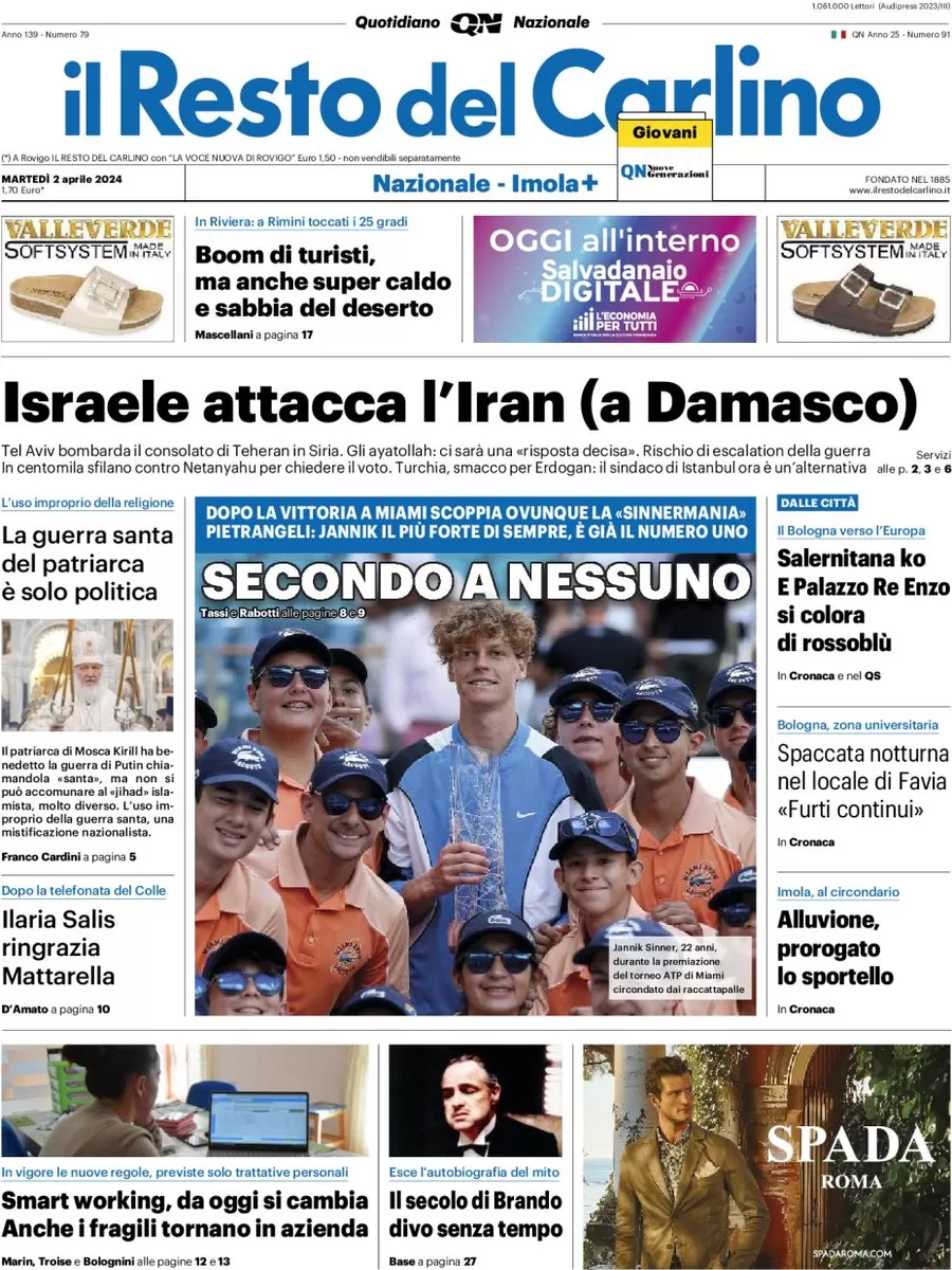 anteprima della prima pagina di il-resto-del-carlino del 02/04/2024