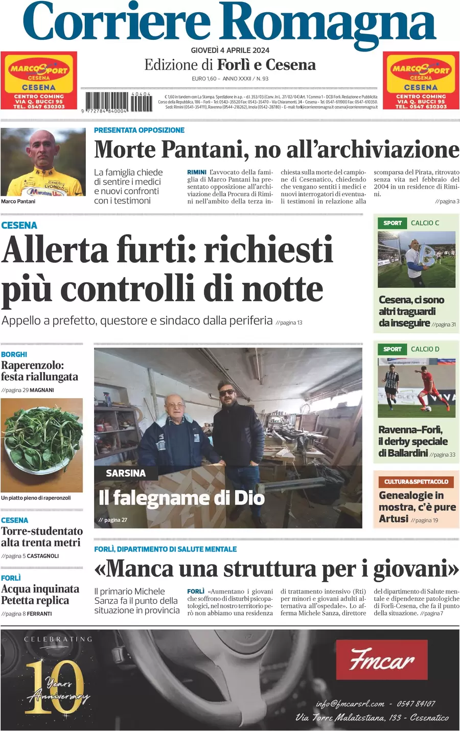 prima pagina - Corriere Romagna (Forl e Cesena) del 04/04/2024