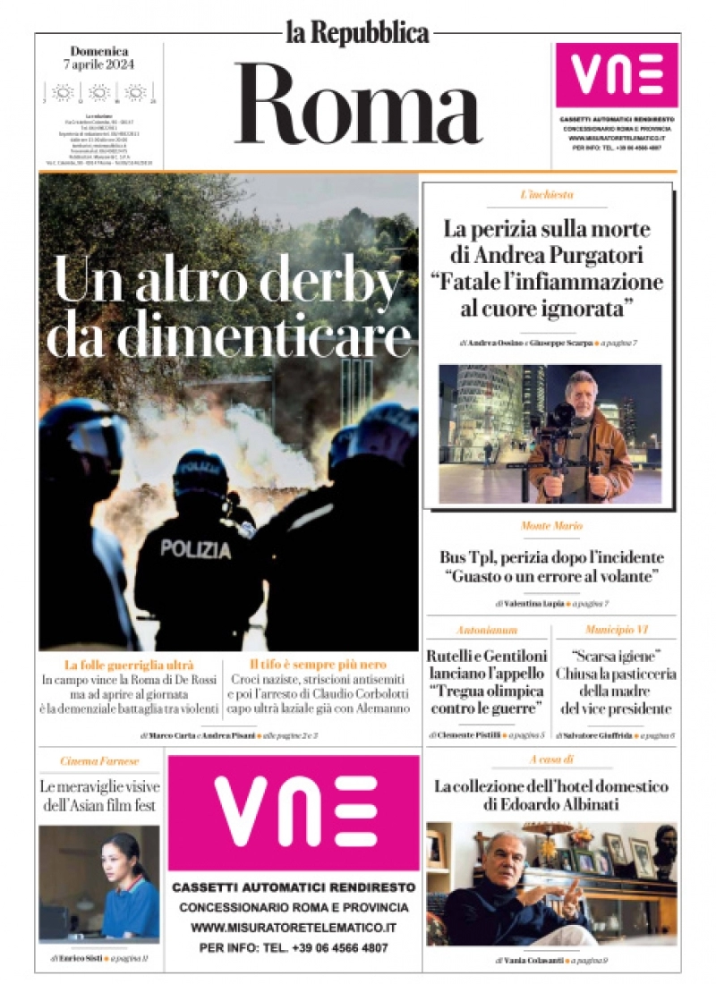 prima pagina - La Repubblica (Roma) del 07/04/2024