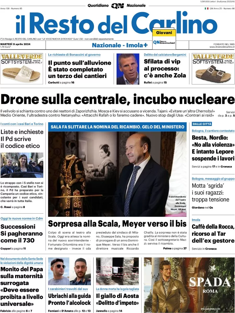 anteprima della prima pagina di il-resto-del-carlino del 09/04/2024