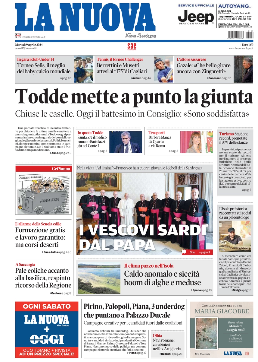 prima pagina - La Nuova Sardegna del 09/04/2024