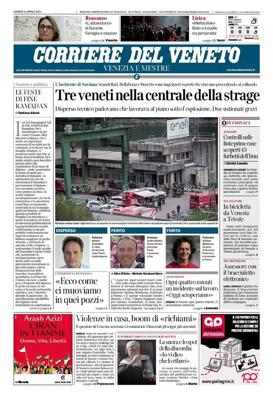 prima pagina - Corriere del Veneto del 11/04/2024