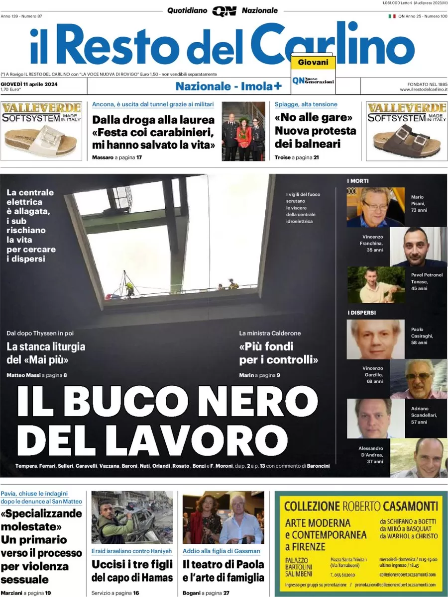 anteprima della prima pagina di il-resto-del-carlino del 11/04/2024