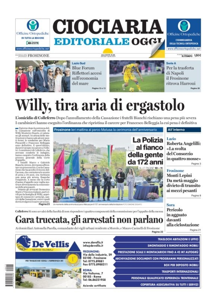 prima pagina - Ciociaria Editoriale Oggi del 11/04/2024