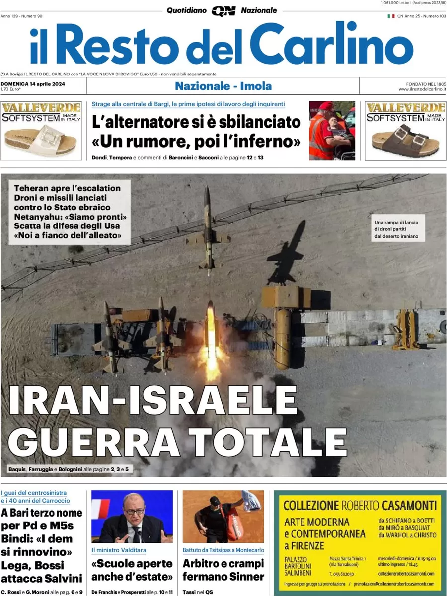 anteprima della prima pagina di il-resto-del-carlino del 14/04/2024