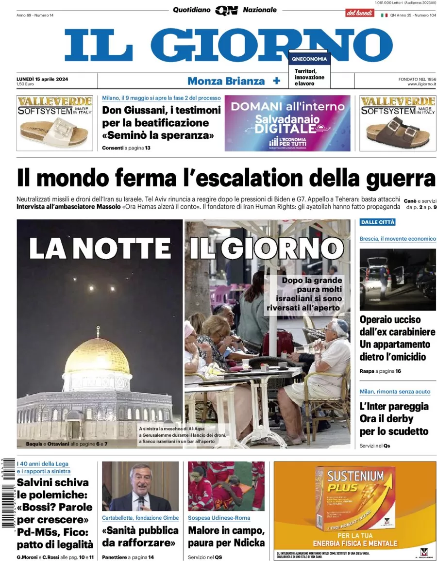 prima pagina - Il Giorno (Monza Brianza) del 15/04/2024
