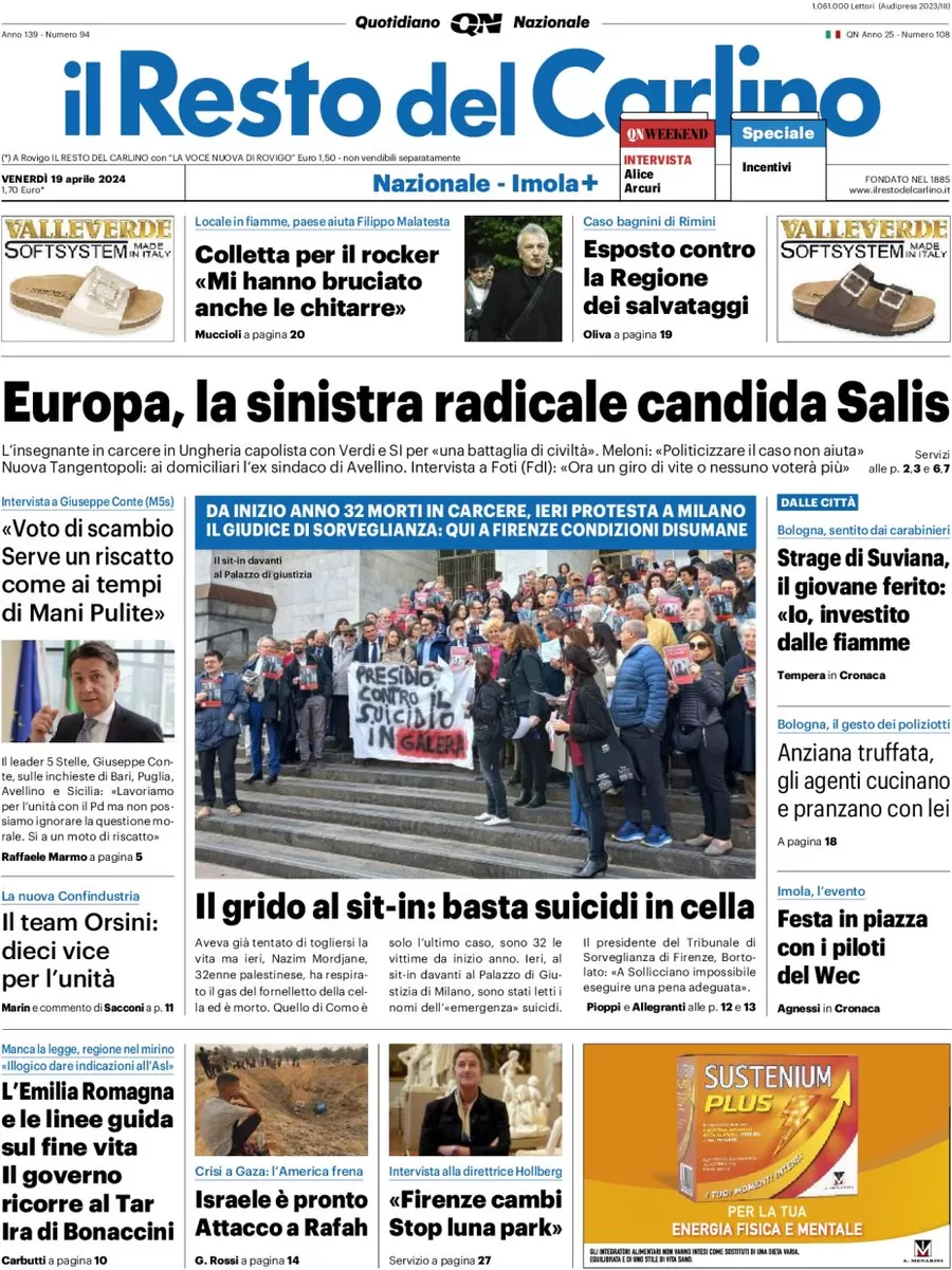 anteprima della prima pagina di il-resto-del-carlino del 19/04/2024