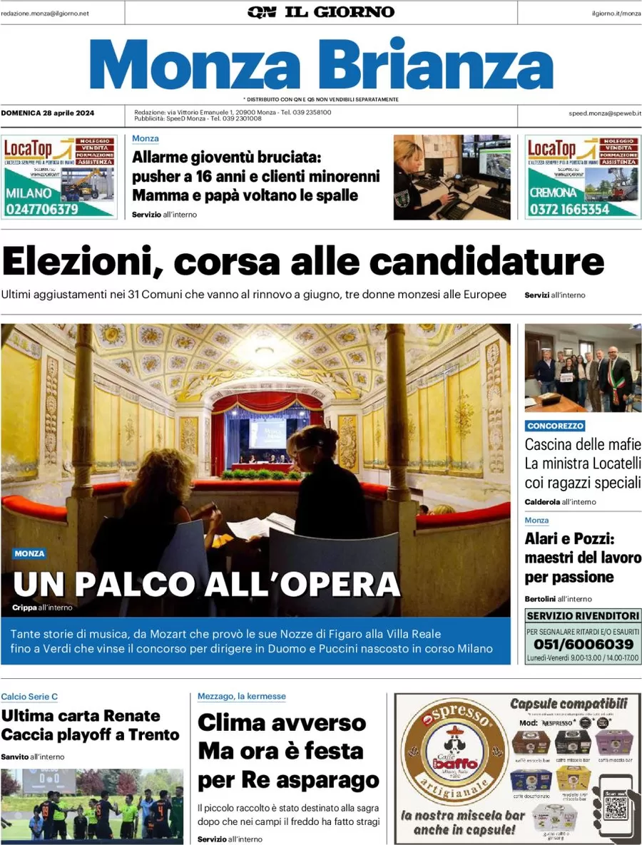 prima pagina - Il Giorno (Monza Brianza) del 28/04/2024