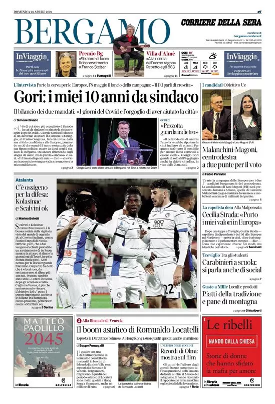 prima pagina - Corriere della Sera (Bergamo) del 28/04/2024