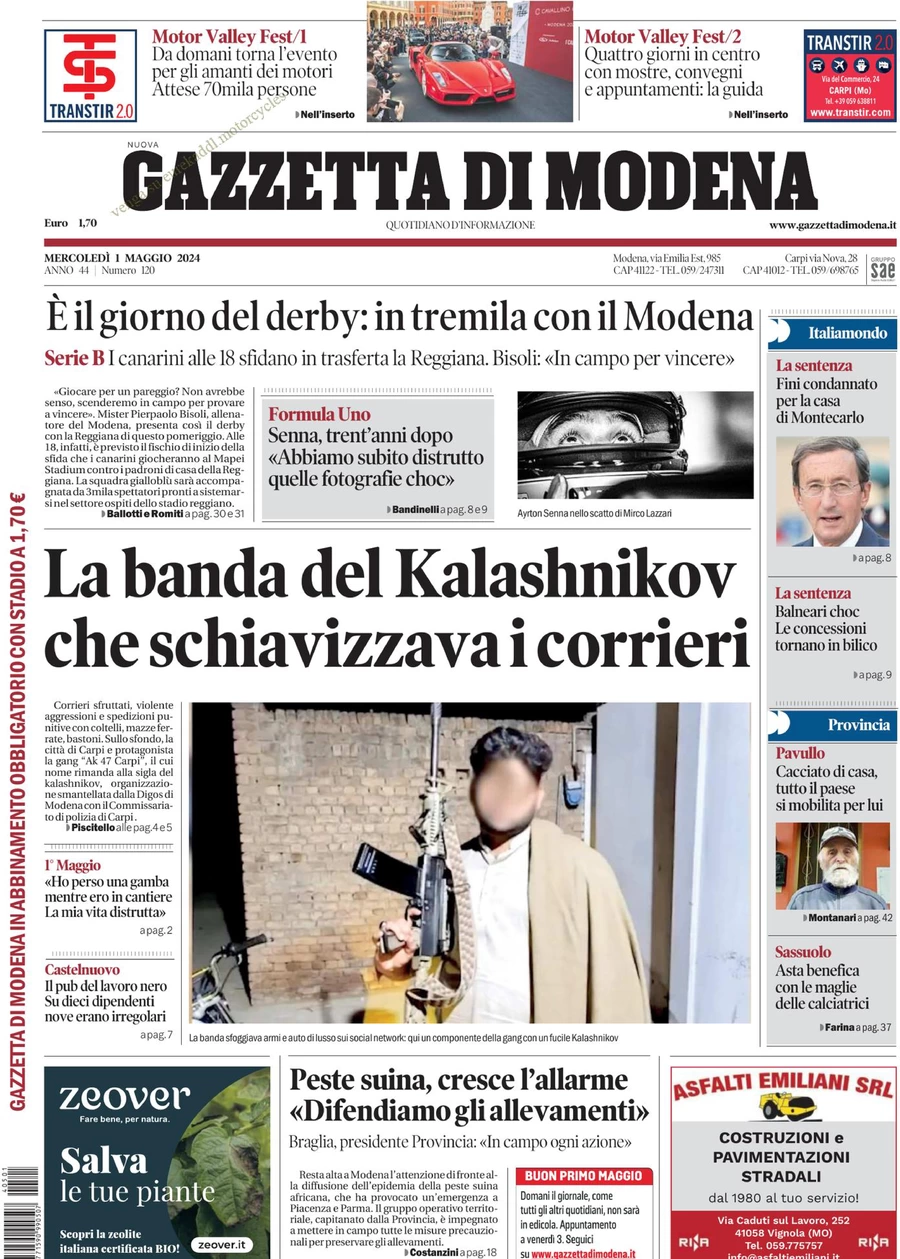 prima pagina - Gazzetta di Modena del 01/05/2024