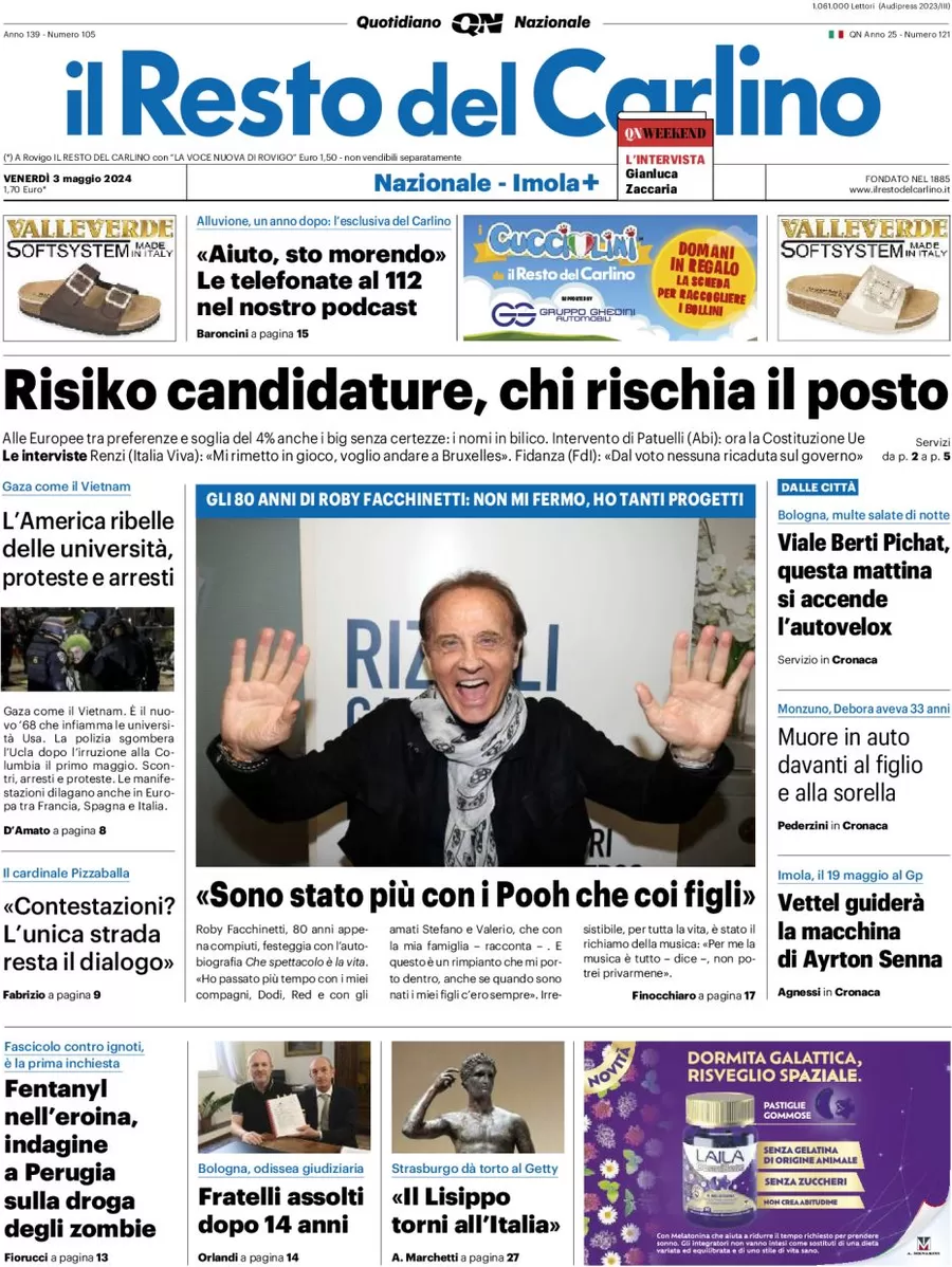 anteprima della prima pagina di il-resto-del-carlino del 03/05/2024