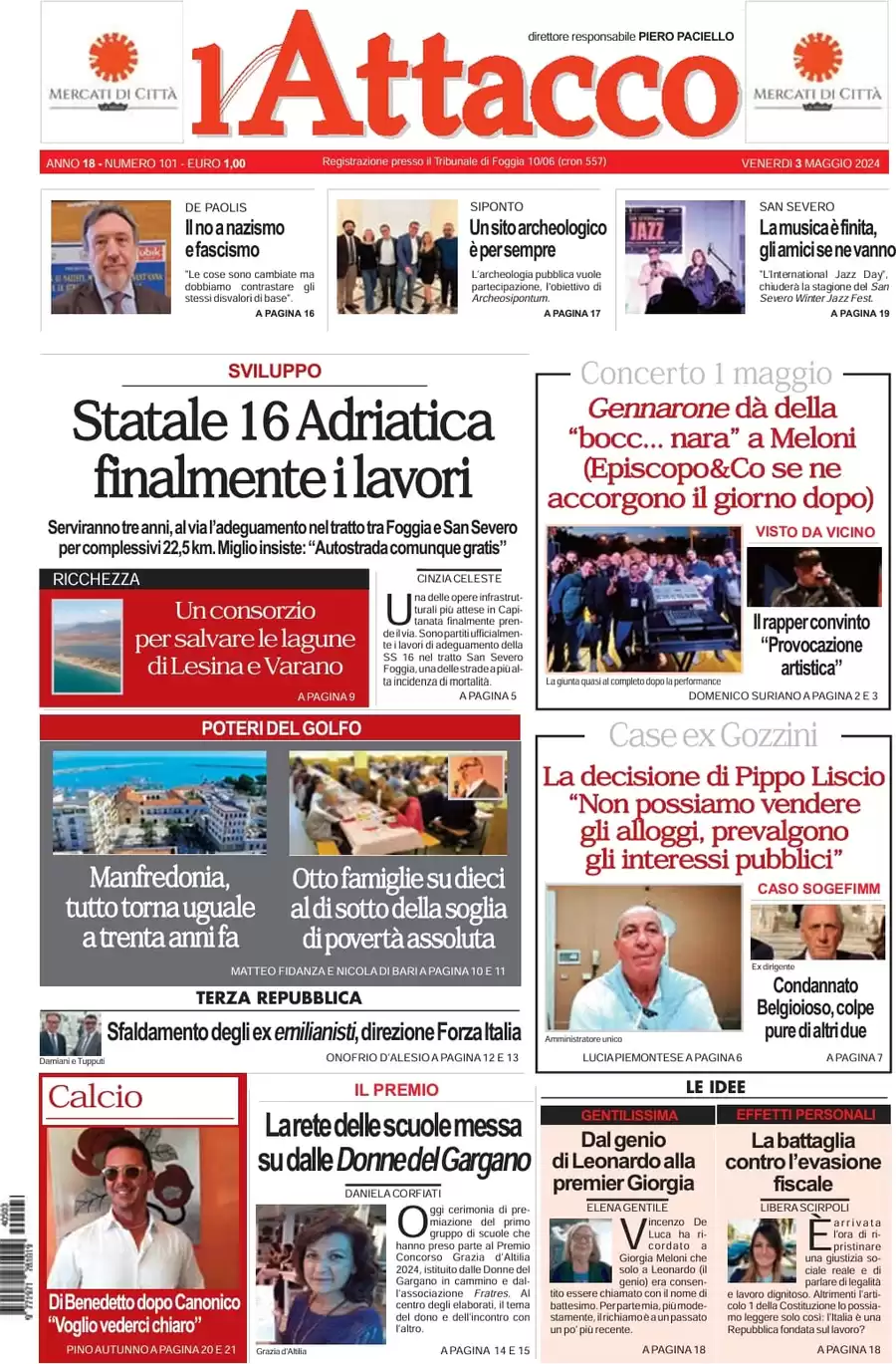 prima pagina - L'Attacco (Foggia) del 03/05/2024