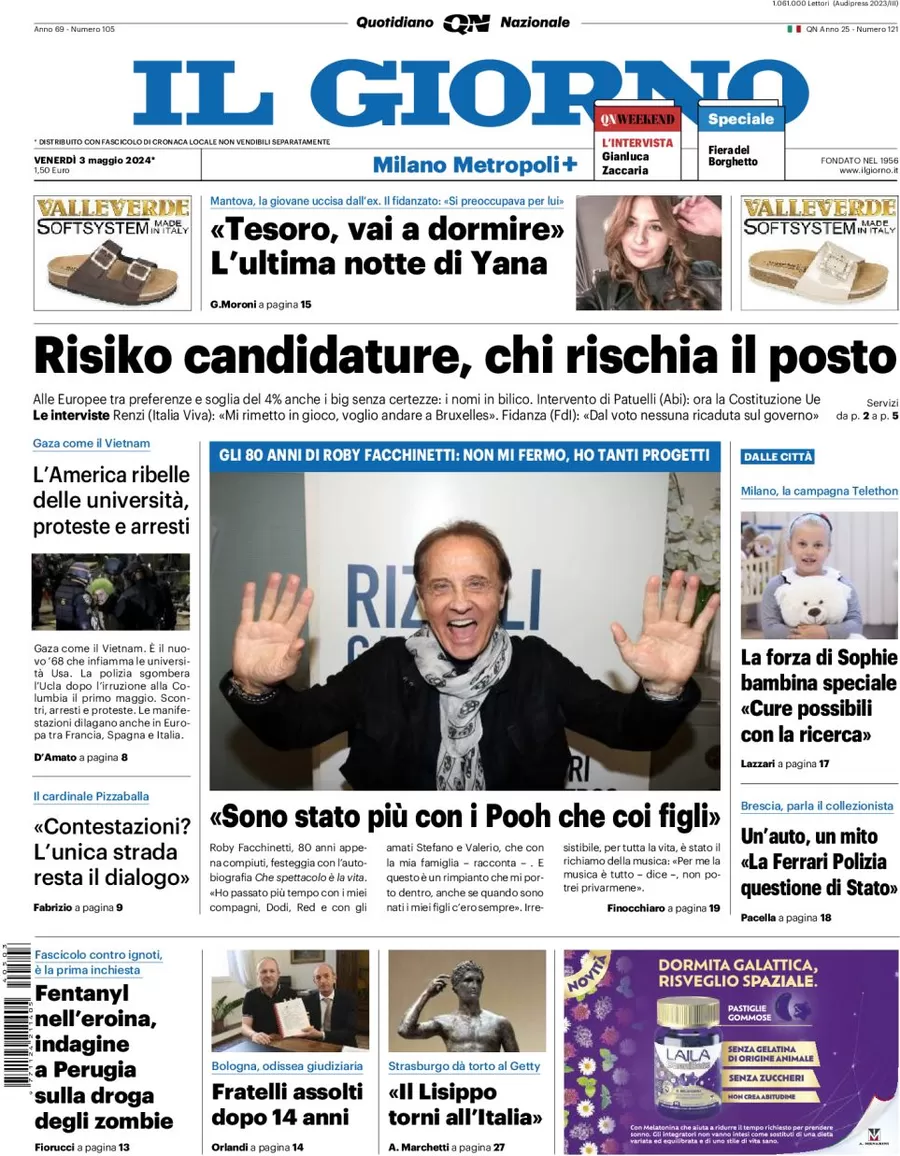 prima pagina - Il Giorno (Milano Metropoli) del 03/05/2024