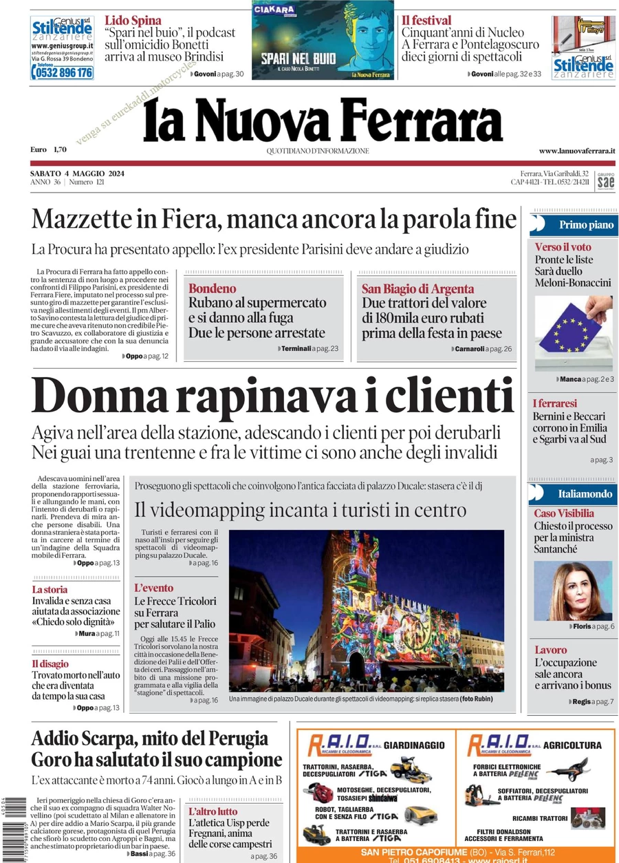 prima pagina - La Nuova Ferrara del 04/05/2024