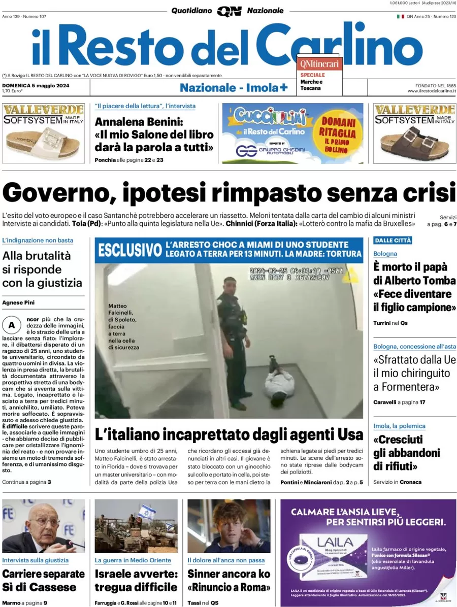 anteprima della prima pagina di il-resto-del-carlino del 05/05/2024