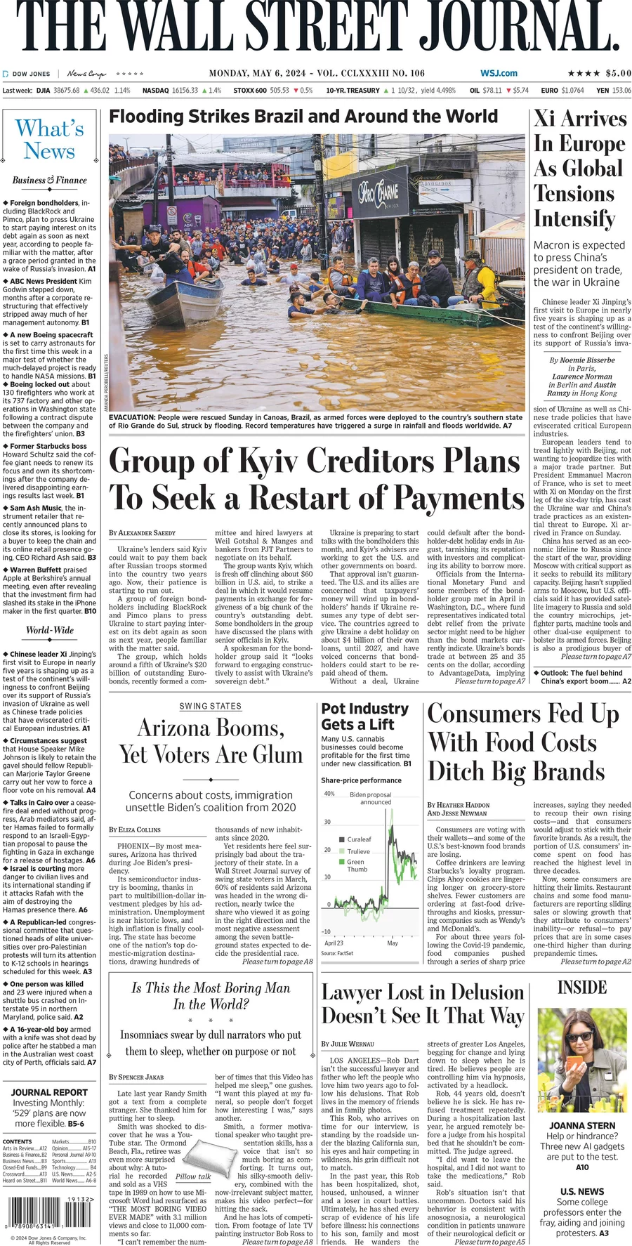 prima pagina - The Wall Street Journal del 06/05/2024