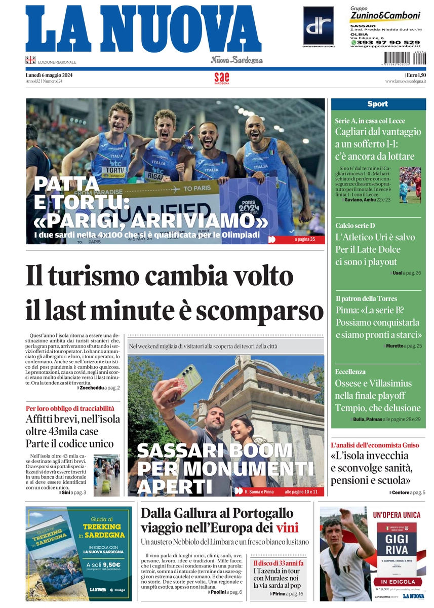 prima pagina - La Nuova Sardegna del 06/05/2024