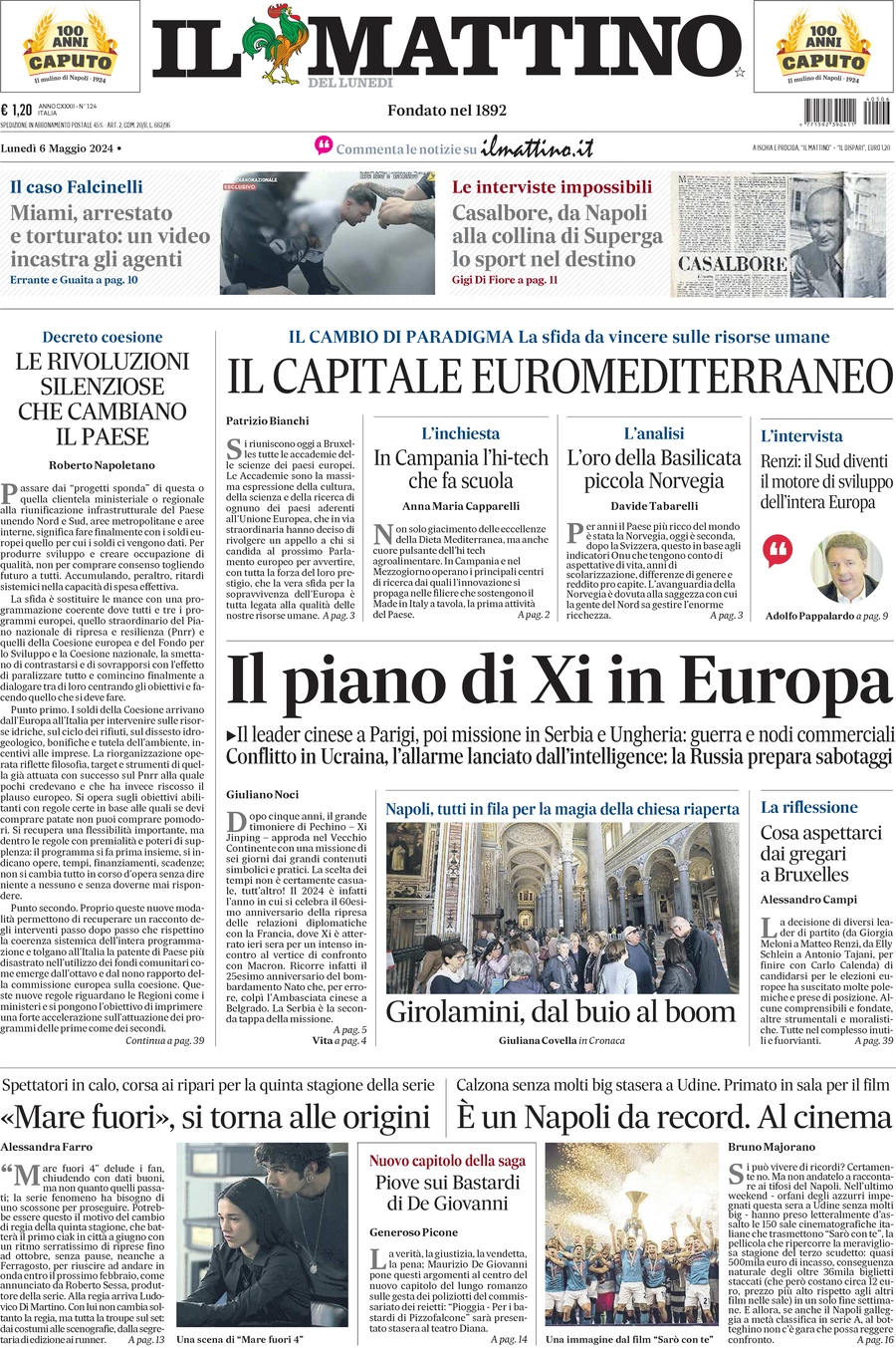 anteprima della prima pagina di il-mattino del 06/05/2024