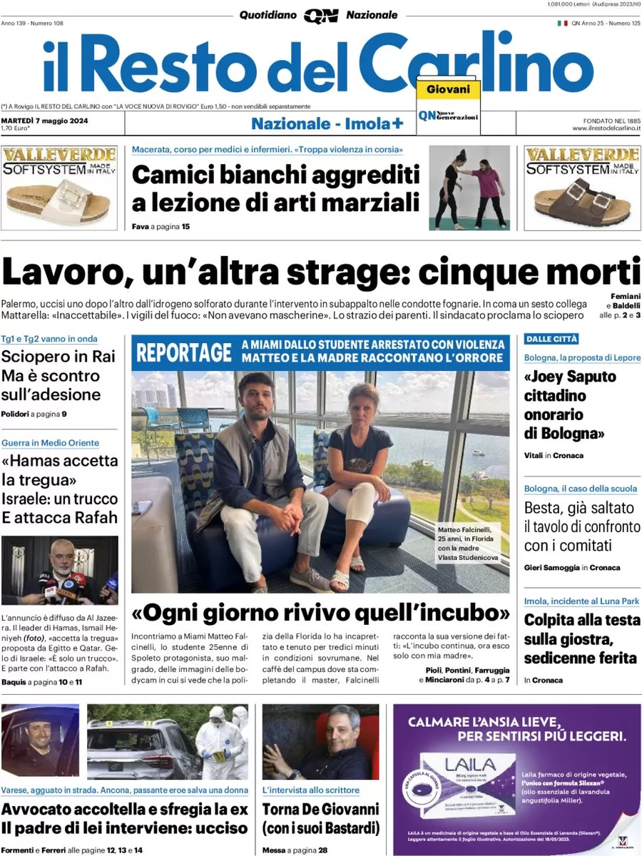 anteprima della prima pagina di il-resto-del-carlino del 07/05/2024