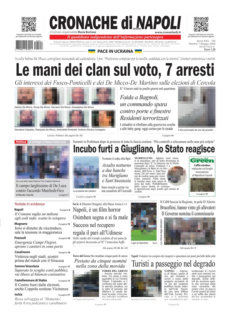 anteprima della prima pagina di cronache-di-napoli del 07/05/2024