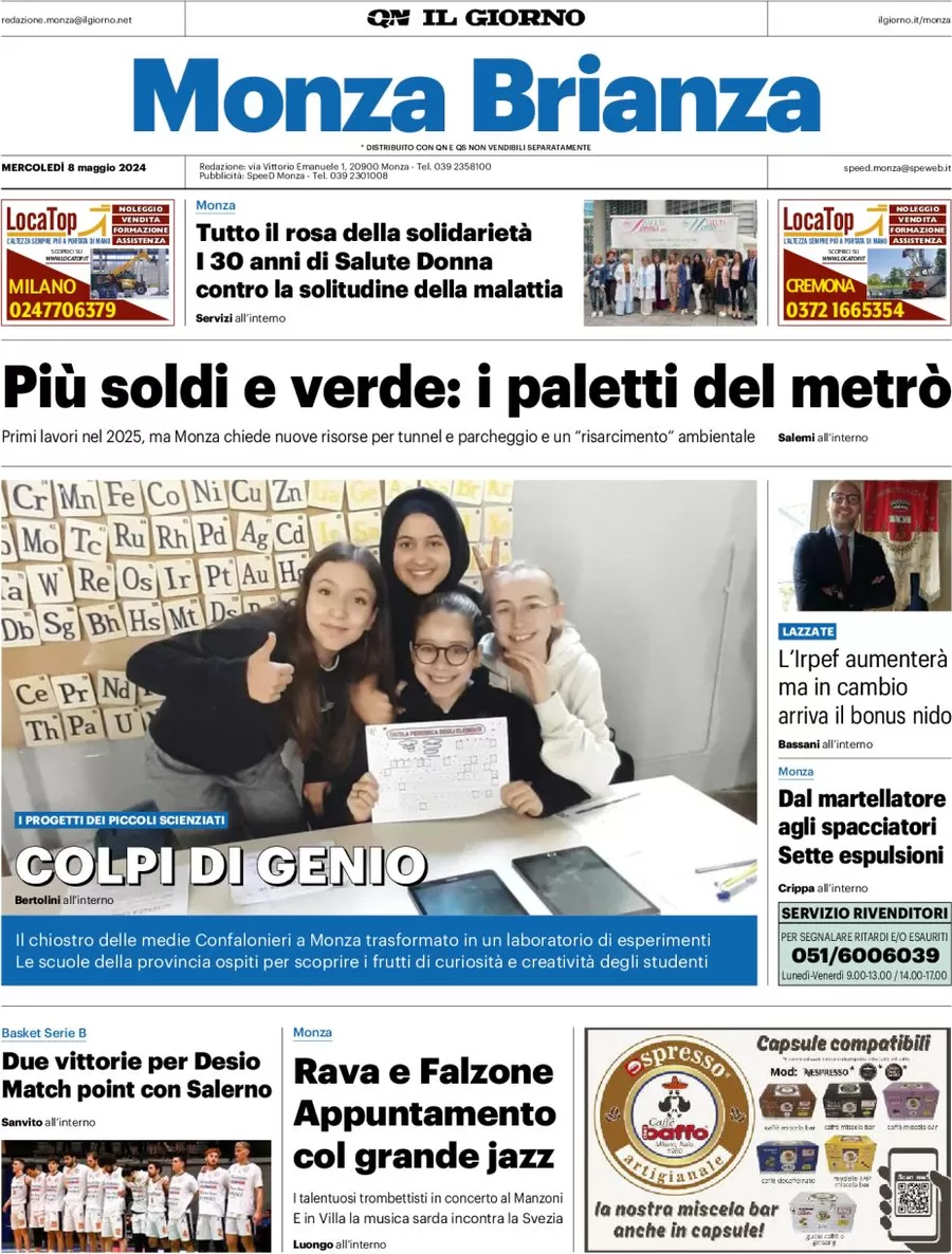 prima pagina - Il Giorno (Monza Brianza) del 08/05/2024