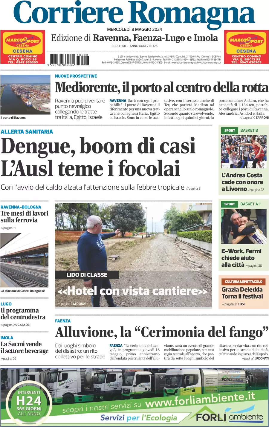 prima pagina - Corriere Romagna (Ravenna e Imola) del 08/05/2024