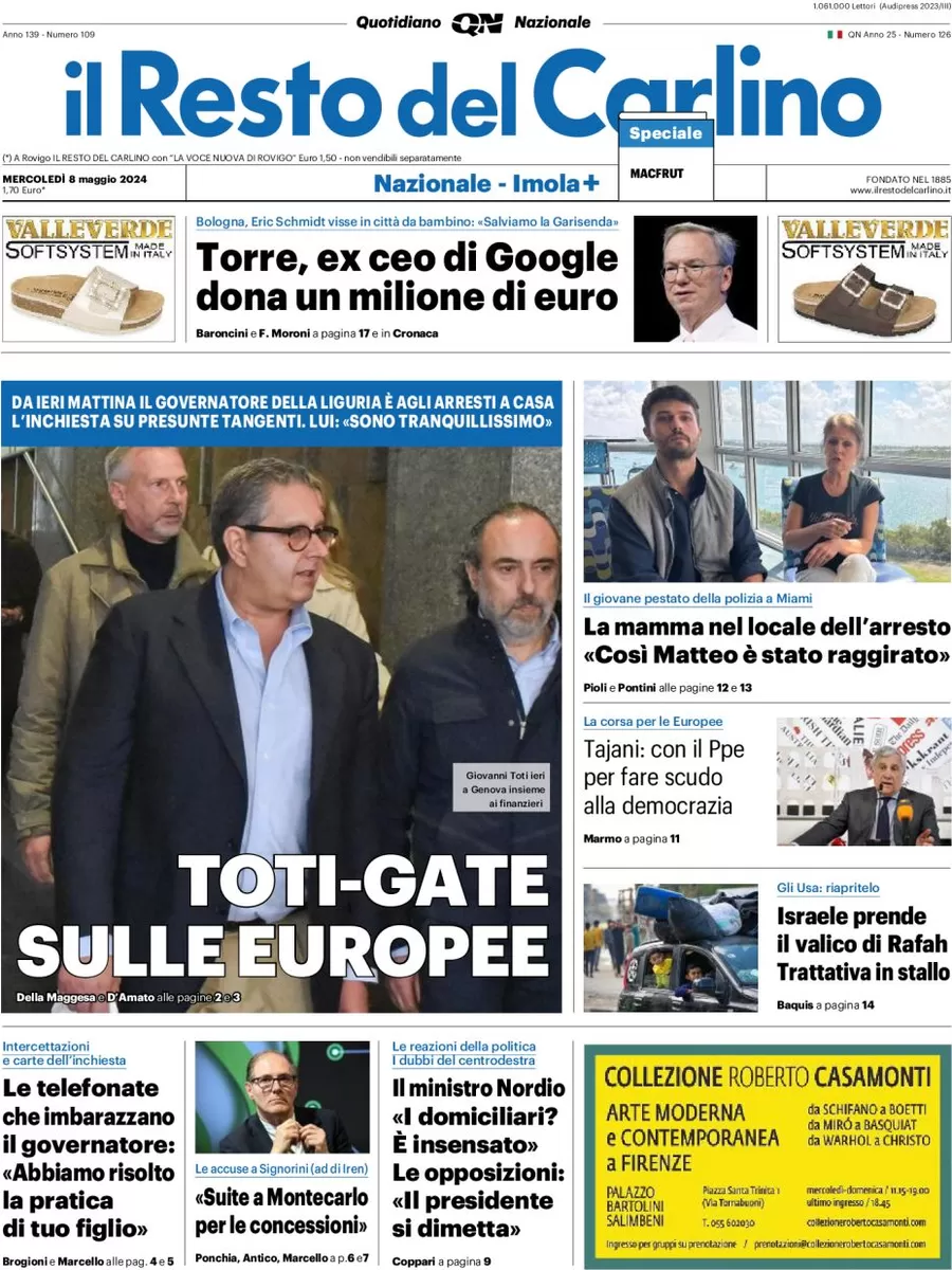 anteprima della prima pagina di il-resto-del-carlino del 08/05/2024