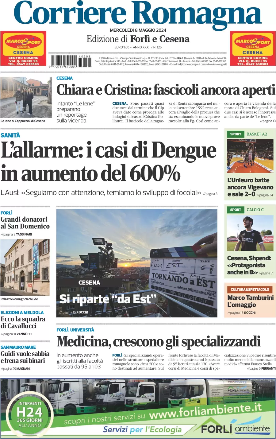 prima pagina - Corriere Romagna (Forl e Cesena) del 08/05/2024