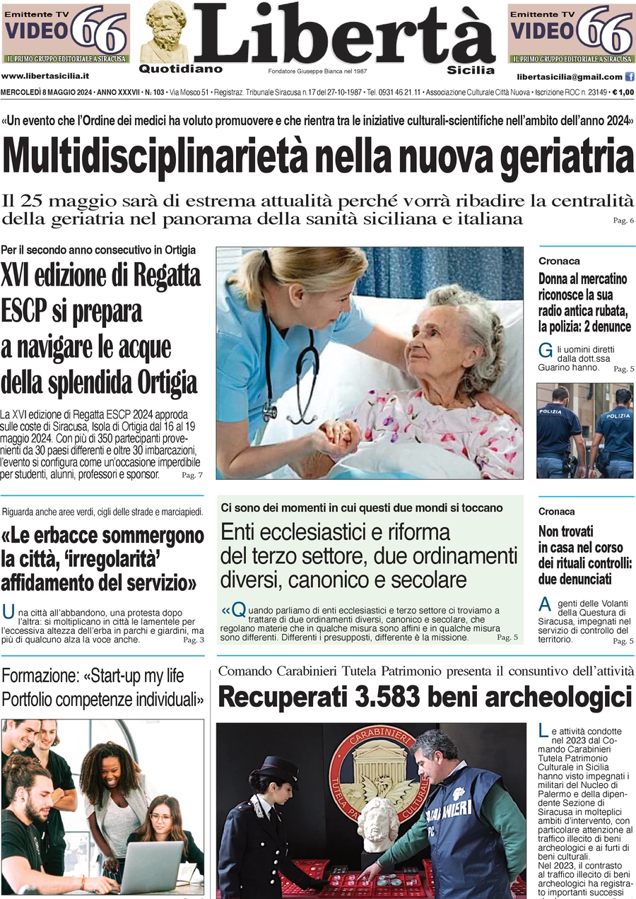 prima pagina - Libert Sicilia del 08/05/2024