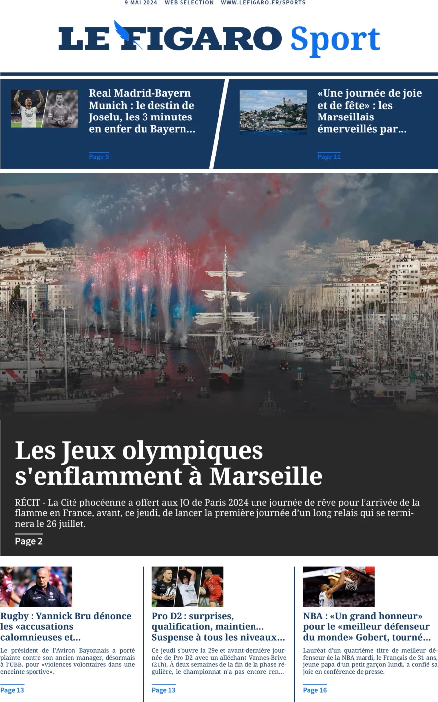 prima pagina - Le Figaro SPORT del 09/05/2024